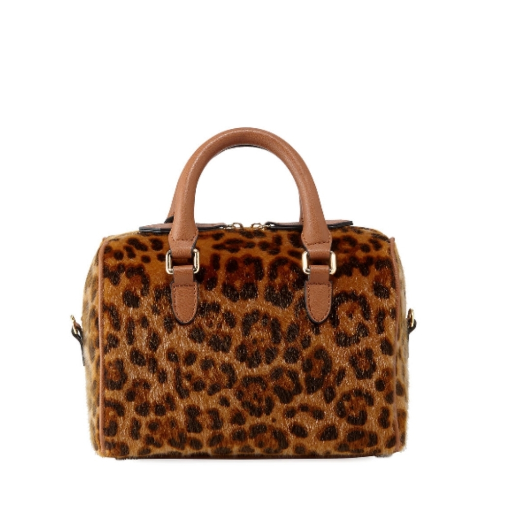 🆕🎁 Aster Textured Leather Satchel Bag In Leopard
